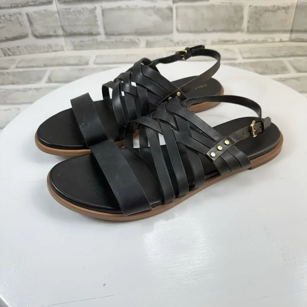 Cole Haan Francie Women’s Size 8.5 Black Strappy Casual Flat Sandals